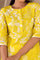 Yellow Floral Printed With Lace Pure Cotton Straight Kurta and Pants Set with Stripe Printed Dupatta