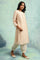 Pink Cotton Silk Dobby kurta With Embroidery