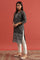 Grey Cotton Silk Jacquard Kurta With Embroidery