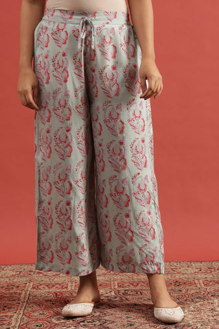 Smoke Green Printed Parallel Pants