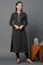 Black Jacquard Festive Winter Kurta and Tights Set