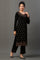 Black Floral Printed Winter Kurta and Palazzos Set