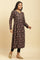 Black Paisley Printed Kurta With Kasab Embroidery