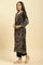 Black Jacquard Winter Kurta, Pants And Dupatta Set