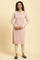 Pink Embroidered Winter Kurta And Tights Set