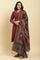 Red Zari Embroidered Kurta, Pants And Jacquard Dupatta Set