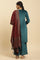 Blue Embroidered Velvet Winter Kurta, Pants And Shawl Set