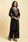 Black Embroidered Velvet Winter Kurta, Pants And Shawl Set