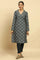 Green Printed Winter Kurta And Tights Set