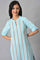 Blue Cotton Printed Straight kurta