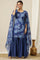 Blue Floral Printed Zari Embroidered Short Kurti, Tiered Sharara and Dupatta Set