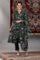 Black Floral Printed Kota Panelled Kurta, Pants and Dupatta Set