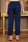 Navy Blue Embellished Ankle-Length Straight Pants