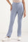 Blue Solid Flared Pants With Elasticated Waist