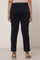 Black Solid Straight Fit Cotton Pants With Button And Zip Closure