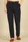 Navy Blue Solid Straight-fit Cotton Pants with YKK Zipper