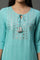 Blue Mirror Embroidered Straight Kurta