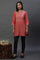 Burnt Coral Zari Embroidered Short Kurti