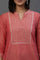 Burnt Coral Zari Embroidered Short Kurti