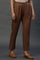 Brown Rayon Flax Trouser Pants