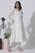 Off-White Anarkali Embroidered Kurta and Pants Set with Dupatta