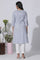 White Geometric Printed Cotton Kurta