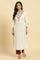 White Flared Kurta With Mirror Work And Embroidery