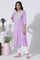 Lilac Textured Swiss Dot A-Line Kurta With Thread Mesh Embroidered Yoke
