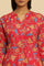 Red Floral Printed Straight Kurta