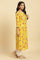 Yellow Straight Kurta With Multi-Coloured Floral Print