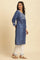 Blue Tie And Dye Printed Kurta With Embroidery