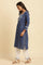Blue Tie And Dye Printed Kurta With Embroidery