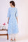 Light Blue Floral Printed Pure Cotton Anarkali Kurta and Straight Pants Set