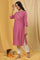 Pink Floral Embroidered Yoke Kurta