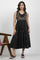 Black Cotton Sleeveless Dress With Embroidery