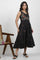 Black Cotton Sleeveless Dress With Embroidery