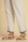 White Straight Pants With Embroidered Hemline