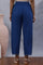 Blue Cotton Straight Pants With Mirror Hemline