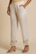 White Cotton Pants With Embroidered Mesh Hemline