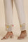 White Cotton Pants With Embroidered Mesh Hemline