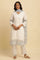 White Cotton Textured Kurta, Pants And Dupatta Set