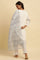 White Cotton Textured Kurta, Pants And Dupatta Set