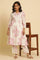 White Flared Floral Printed Kurta And Pants Set