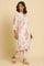 White Flared Floral Printed Kurta And Pants Set