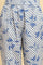 Blue Leaf Printed Straight Kurta And Pants Set