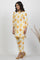 White And Yellow Bold Floral Printed Kurta And Pants Co-Ord Set