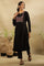 Black  Embroidered Rayon Crepe  Kurta