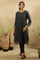 Grey Bandhej Print Round Neck Kurta In Chanderi