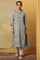 Light Blue Shirt Dress Kurta In Shiny Satin