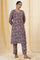 Blue Floral Multi-Colored Hand Block Print Kurta, Pants And Dupatta Set
